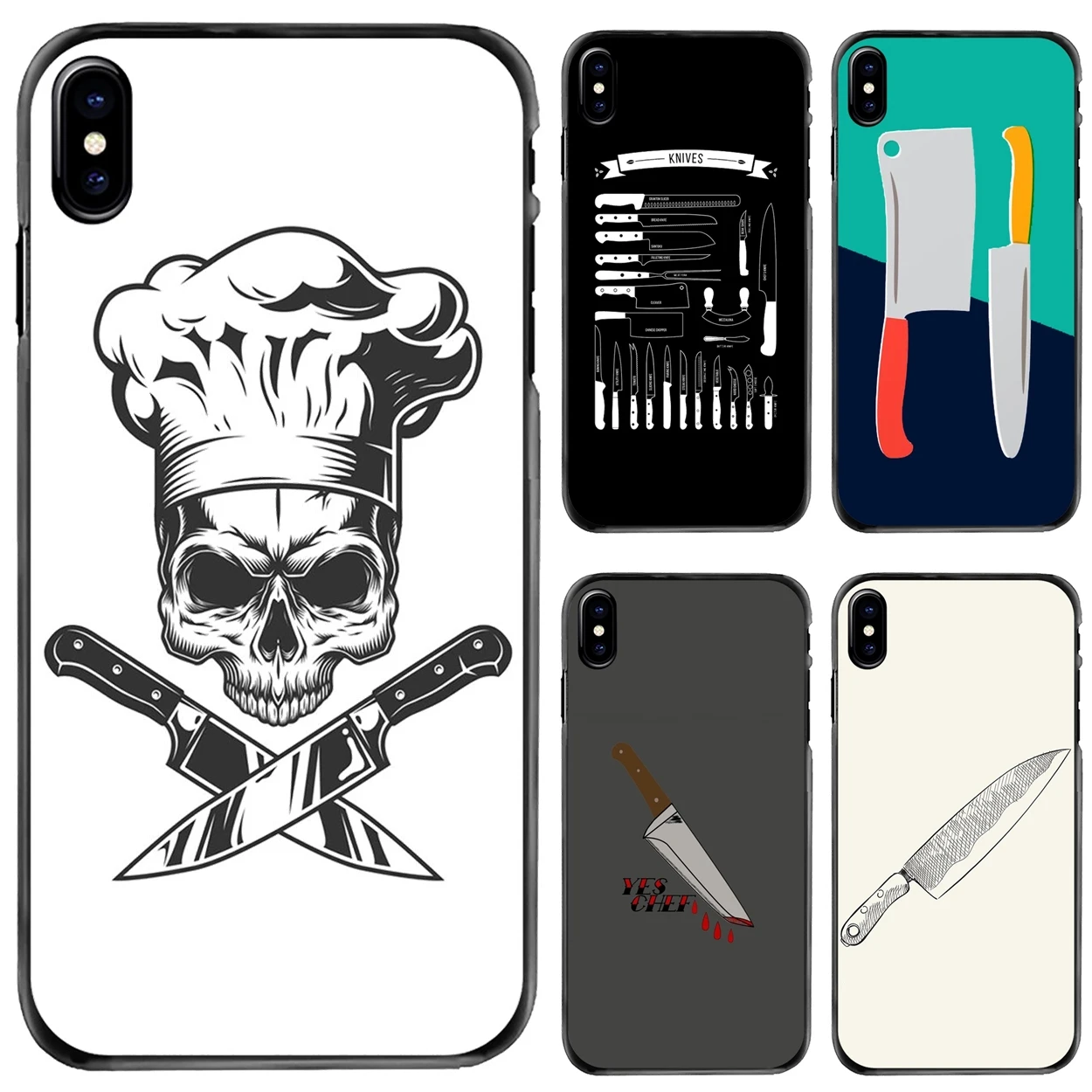 

For Apple iPhone 11 12 13 14 Pro MAX Mini 5 5S SE 6 6S 7 8 Plus 10 X XR XS Chef Knive art Hard Phone Shell Case