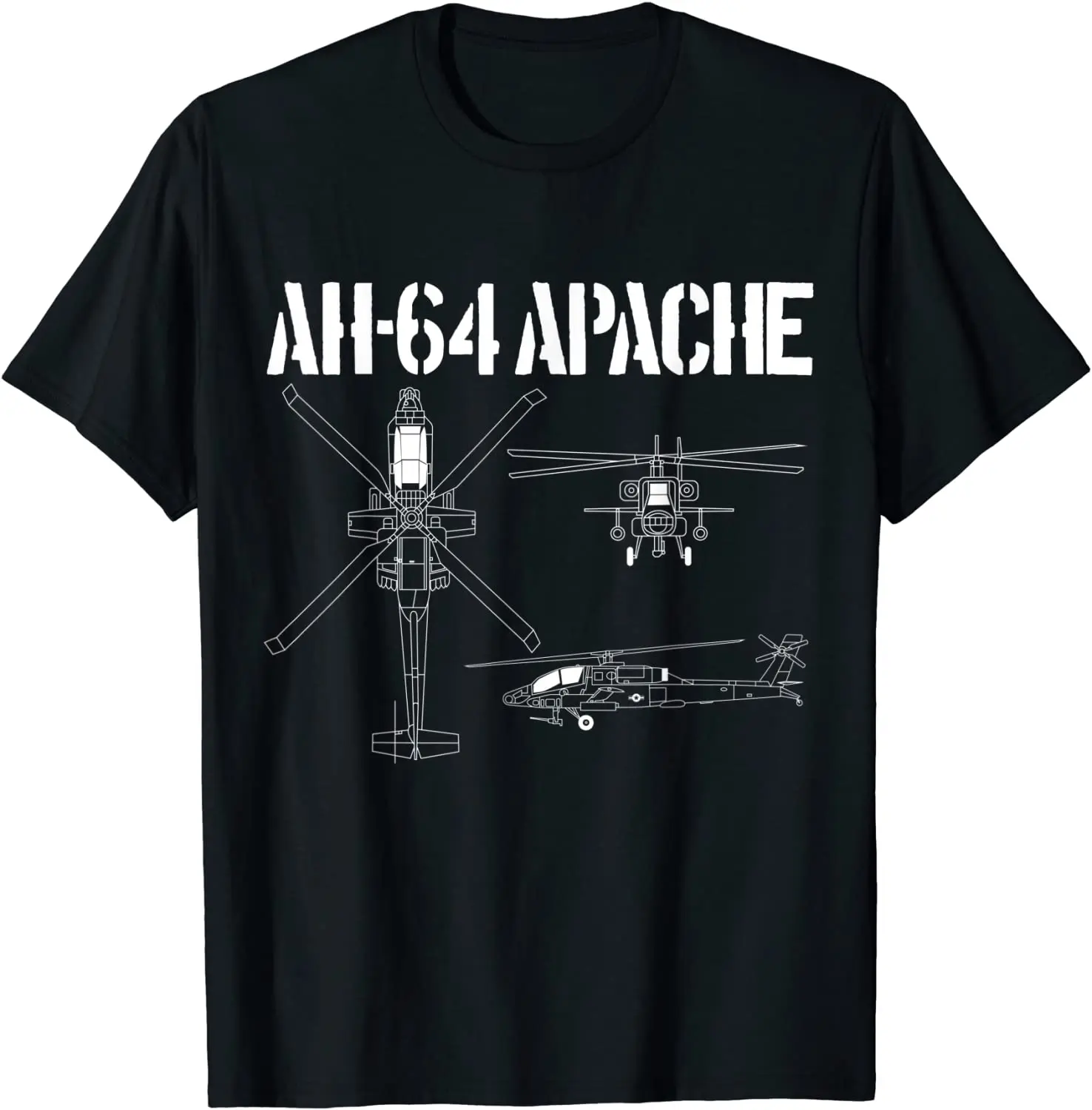 

AH64 Apache Schematic Military Attack Helicopter T-Shirt. Summer Cotton Short Sleeve O-Neck Mens T Shirt New S-3XL