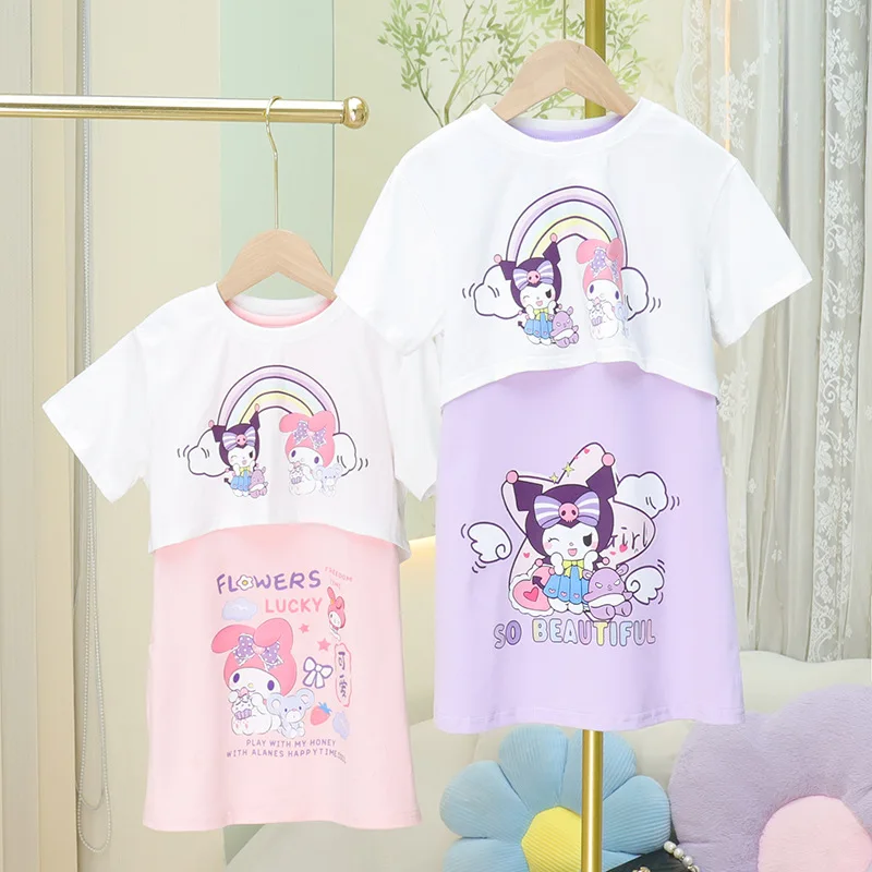 Новинка 2024 жилет для девочек Sanrio футболка с коротким рукавом костюм из двух