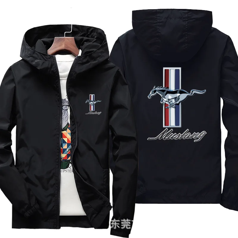 

2021 Spring Car Logo MUSTANG Men Motorcycle Jacket Casual Windbreaker Sports Zipper Thin Jacket Sunscreen Hoodie Pilot coat