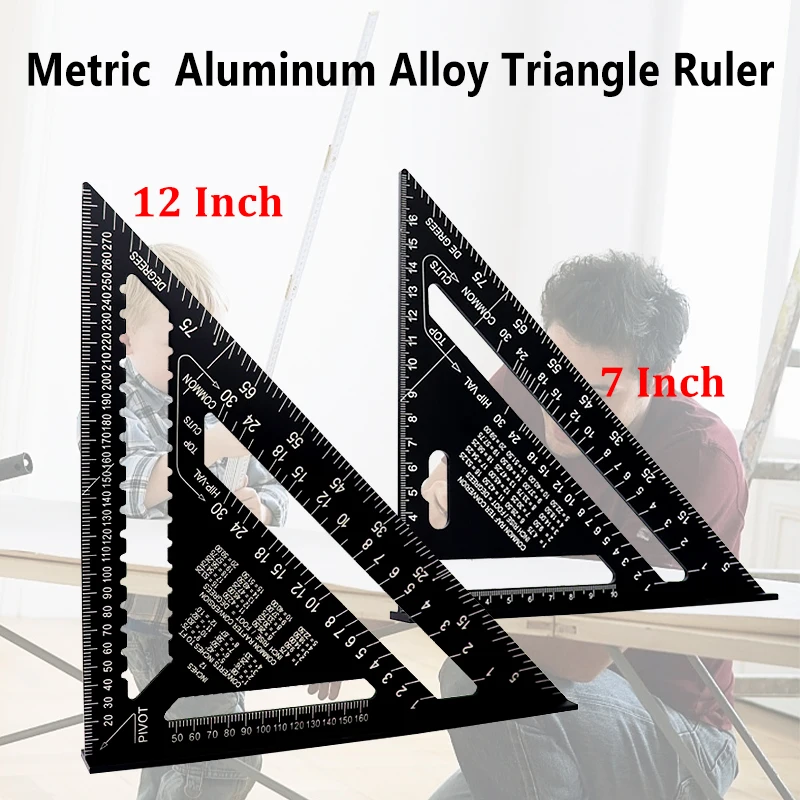 

7/12 дюймов квадратная Метрическая треугольная линейка из алюминиевого сплава квадраты для измерительного инструмента метрический угловой ...