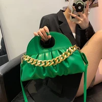 funmardi thick chain female tote bag pleated designer women shoulder bag 2022 solid pu leather crossbody bag hobo bags wlhb2777