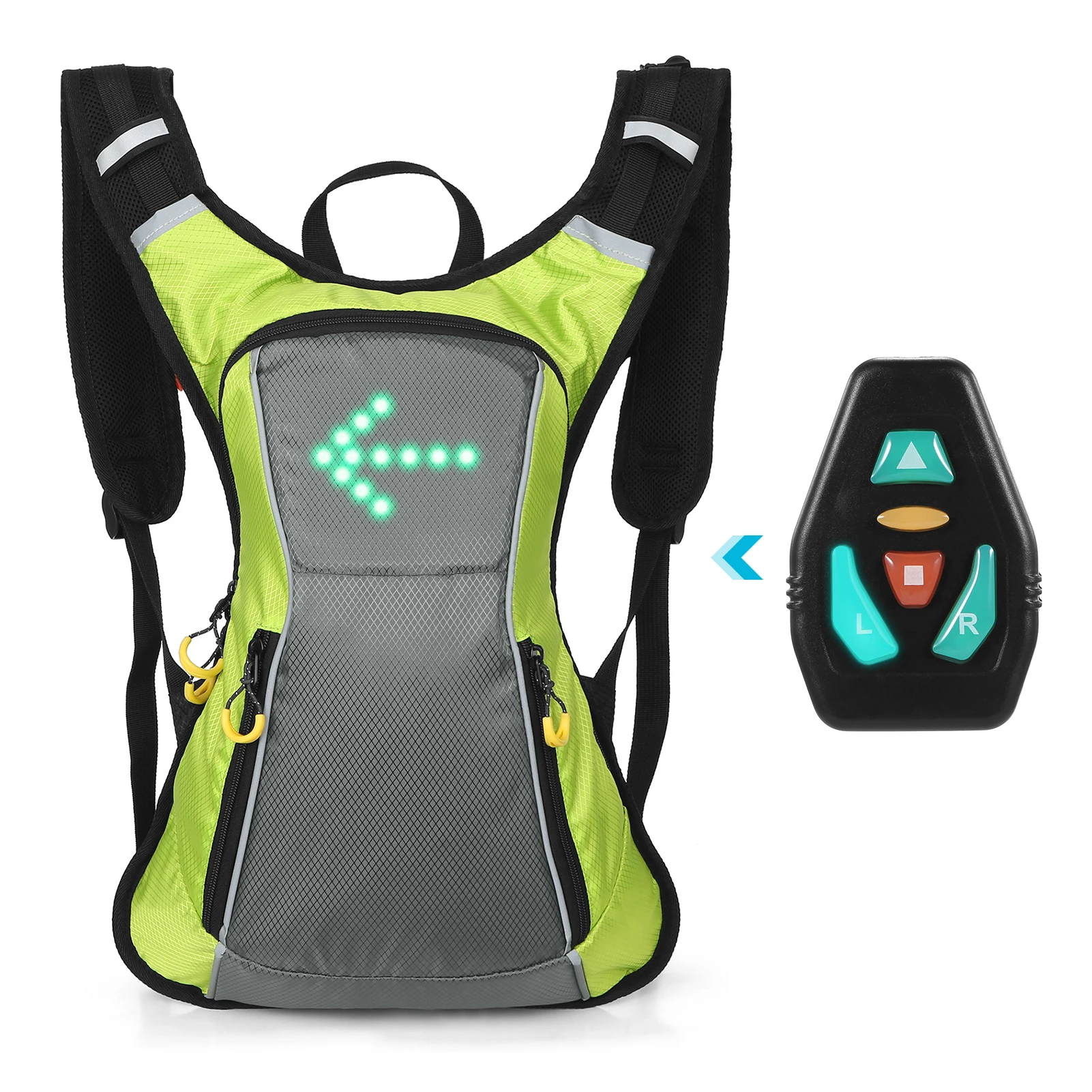 

Waterproof Reflective Bicycle Bag LED Turn Signal Cycling Bike Backpack with USB Rechargeable Safety Light and Remote Control