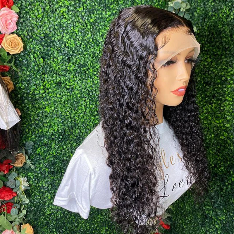 

26inch Long Soft Kinky Curly Glueless 180% Density HD Natural Black Synthetic Lace Front Wig For Women Babyhair PrePlucked Daily