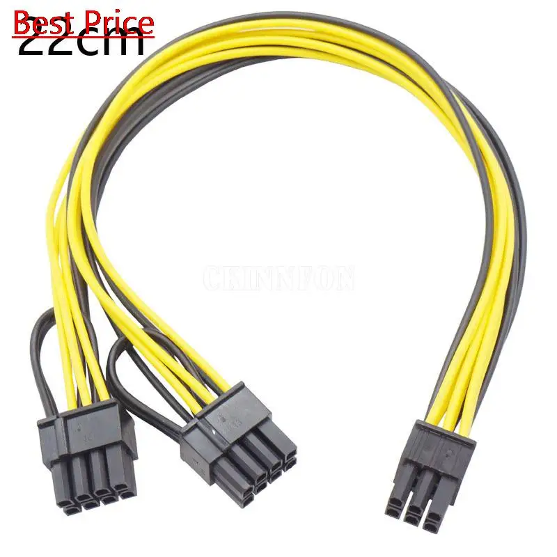 

100Pcs/lot 6Pin Male To Dual 6+2Pin Male Server Board Module Group Transfer Power Cable 6P To Dual 8P Power Cable