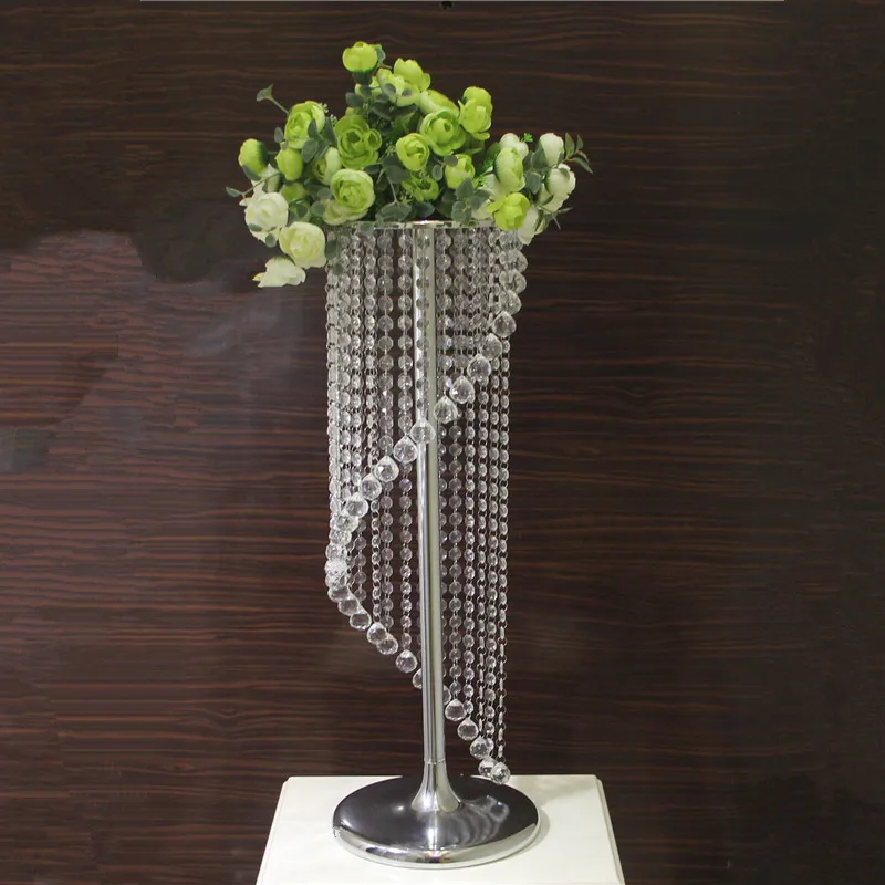 

Wedding Main Table Centerpiece Flower Stand S-type Crystal Bead Curtain Road Lead Wedding Reception Area Decorative