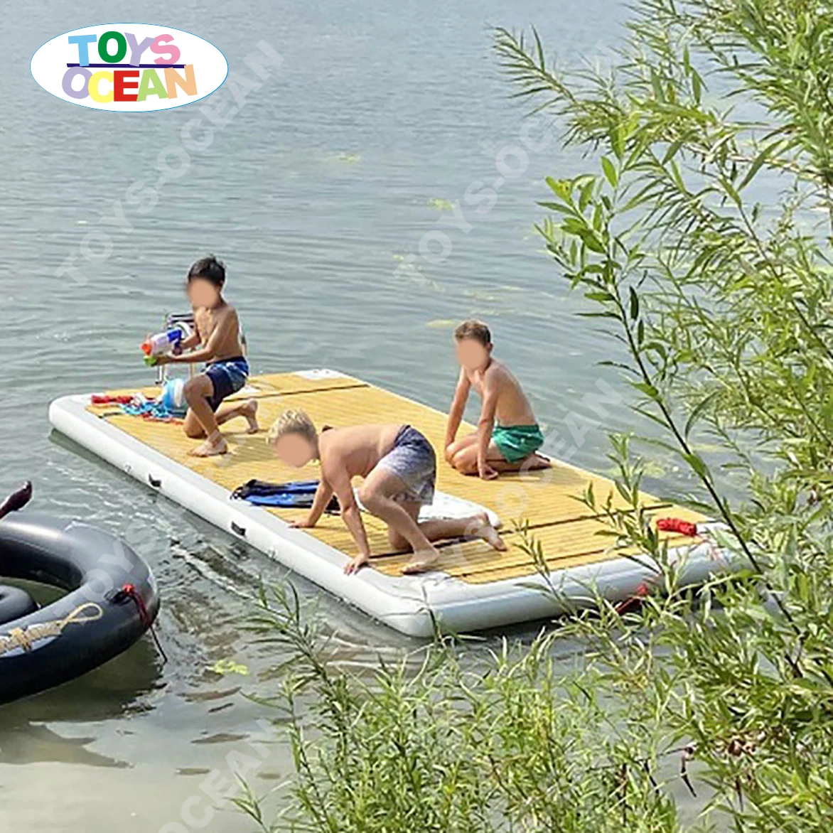 

2022 new inflatable dock station with Teak surface sell