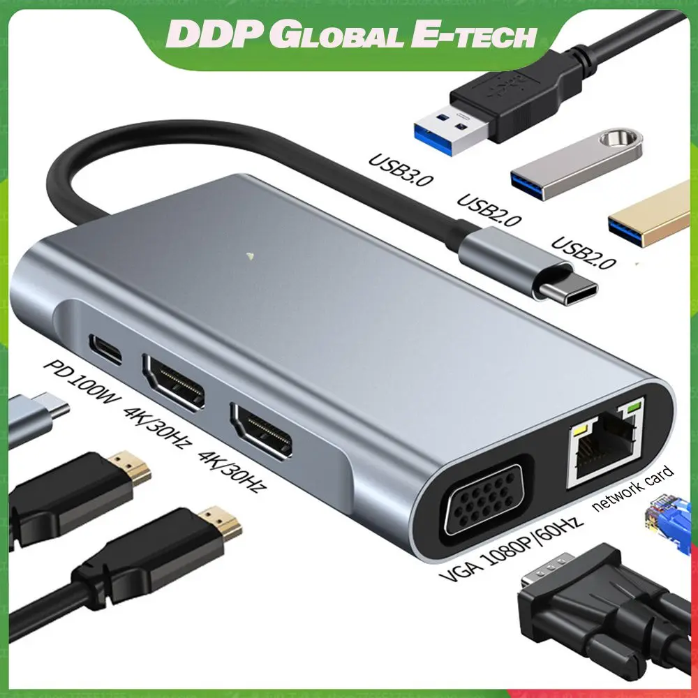 

Адаптер из алюминиевого сплава с Type C на 4k Hd, быстрая зарядка, Usb C концентратор 100 Мбит/с, Tf/sd карта, разветвитель типа c, многофункциональный