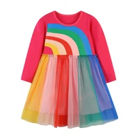 jumping meters princess colorful girls dresses rainbow print autumn spring baby clothes long sleeve childrens birthday gift