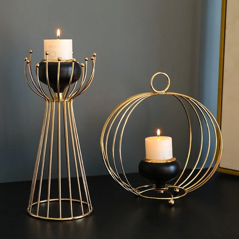 

New Nordic fashion desktop TV cabinet iron candlestick special home decoration ornaments