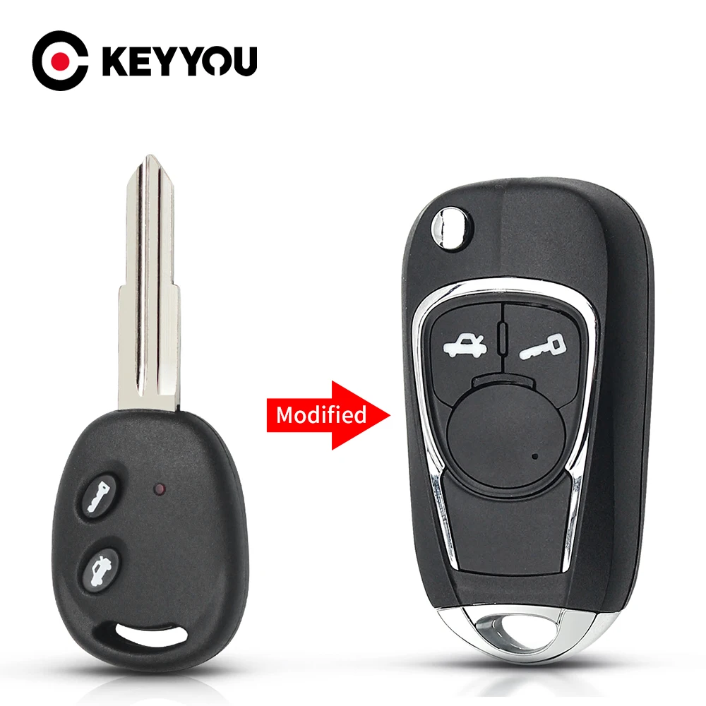 

KEYYOU Modified Flip Remote Car Key Shell For Chevrolet LOVA Sail Epica Lechi Spark Left/Right Blade Folding 2 Buttons Key Case