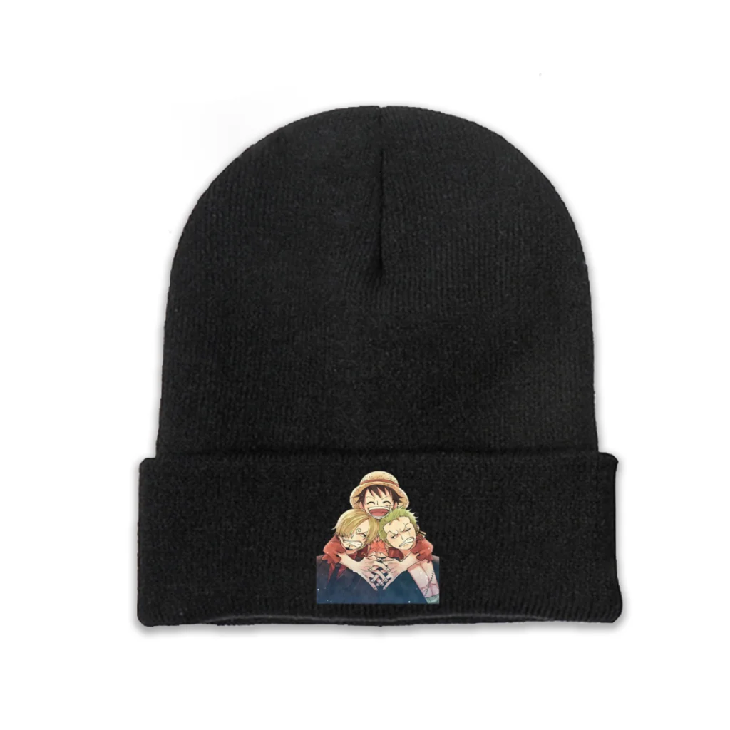 

Knit Hat One Piece Anime Winter Warm Beanie Caps Luffy Zoro Sanji Men Women Fashion Casual Bonnet