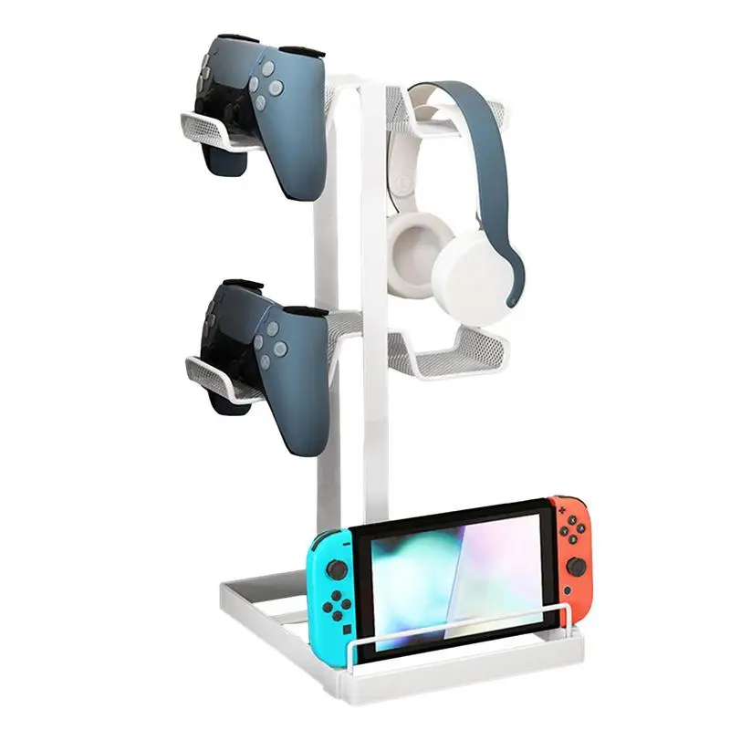 

Game Controller Stand 2 Tier Headphone Holder Anti-Slip And Stable Metal Controller Display Stand Multifunctional Storage