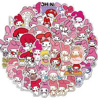 50pcs sanrio my melody sticker hello kitty kuromi anime figure stationery decoration decal cartoon pattern girl kawaii toy gifts