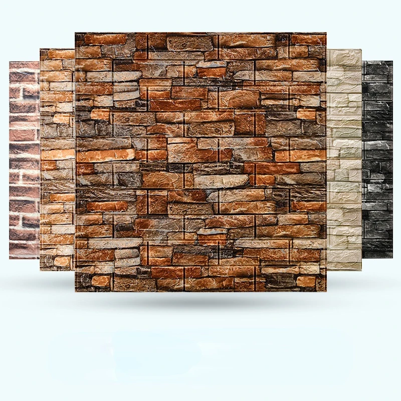 

70×77cm Real 3D Brick Wall Stickers Home Decor DIY Self-Adhesive Waterproof Rustic Retro Backdrop Brick Panels Old Wall Covering