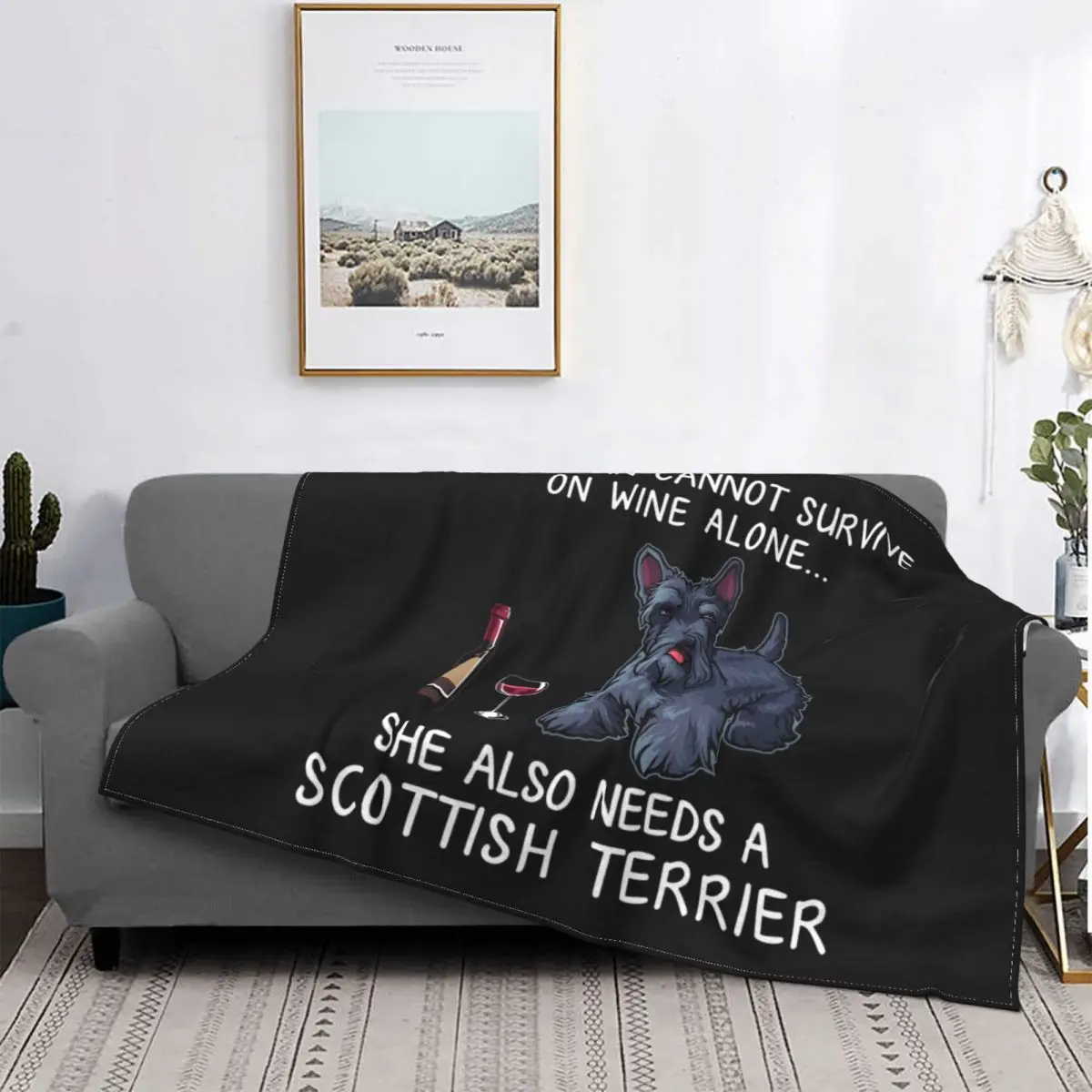 

German Shepherd And Wine Funny Dog Blankets Warm Flannel Dog Lovers Doggy Throw Blanket for Sofa Office