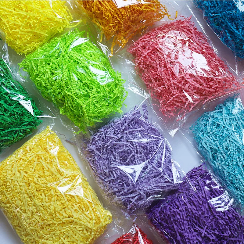 

Pleated Raffia Wave Colorful Shredded Crinkle Lafite Paper Raffia Filler DIY Wedding Party Gift Box Candy Material Packag Filler