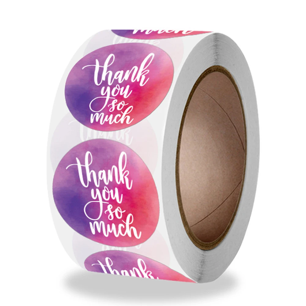 

100-500pcs Water Color Thank You Stickers Seal Labels 1 Inch Color Labels For Business Sticker Wedding decoration baby shower