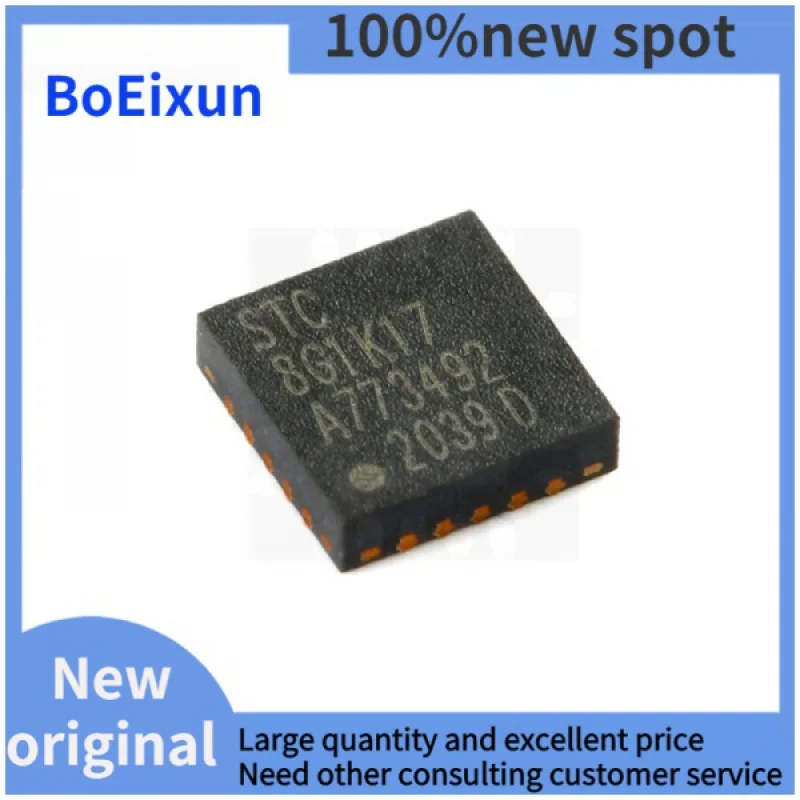

100% brand new STC8G1K17 STC8G1K17-38I STC 8G1K17 QFN20 Enhanced 1T 8051 Microcontroller MCU IC Controller Chip 8G1K17-38I-QFN20