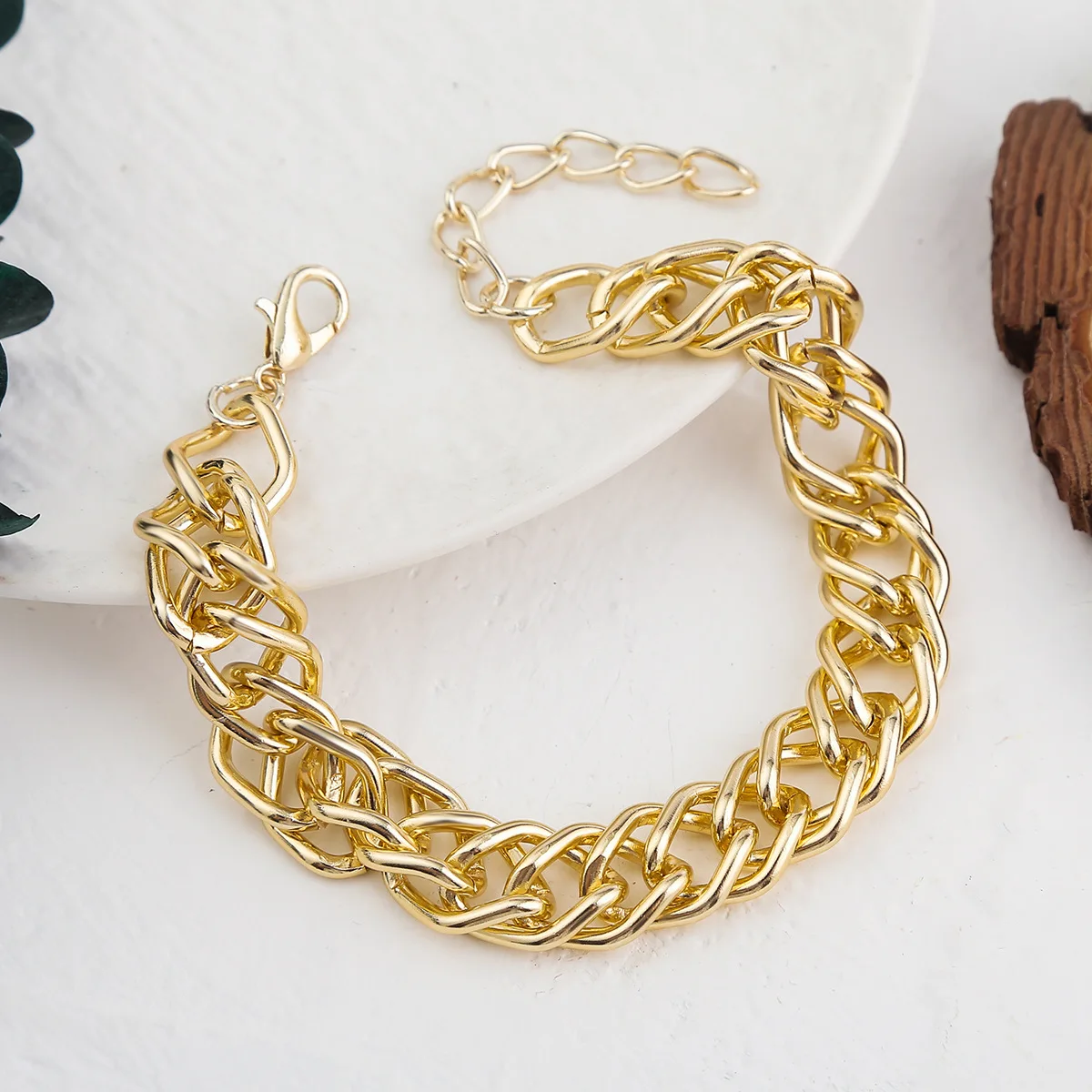 Fashion Hip Hop Punk Bracelet Girls Exaggerated Statement Women's Thick Chain Bracelet Couple's Bangles Jewelry Gifts