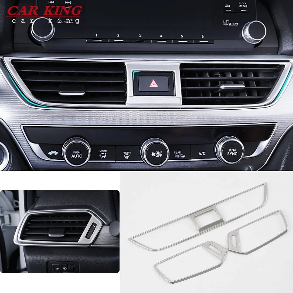 

Auto Stainless steel decorative frame of air conditioning outlet of front panel For Honda Accord 10th 2018 2019 2020 Accessories