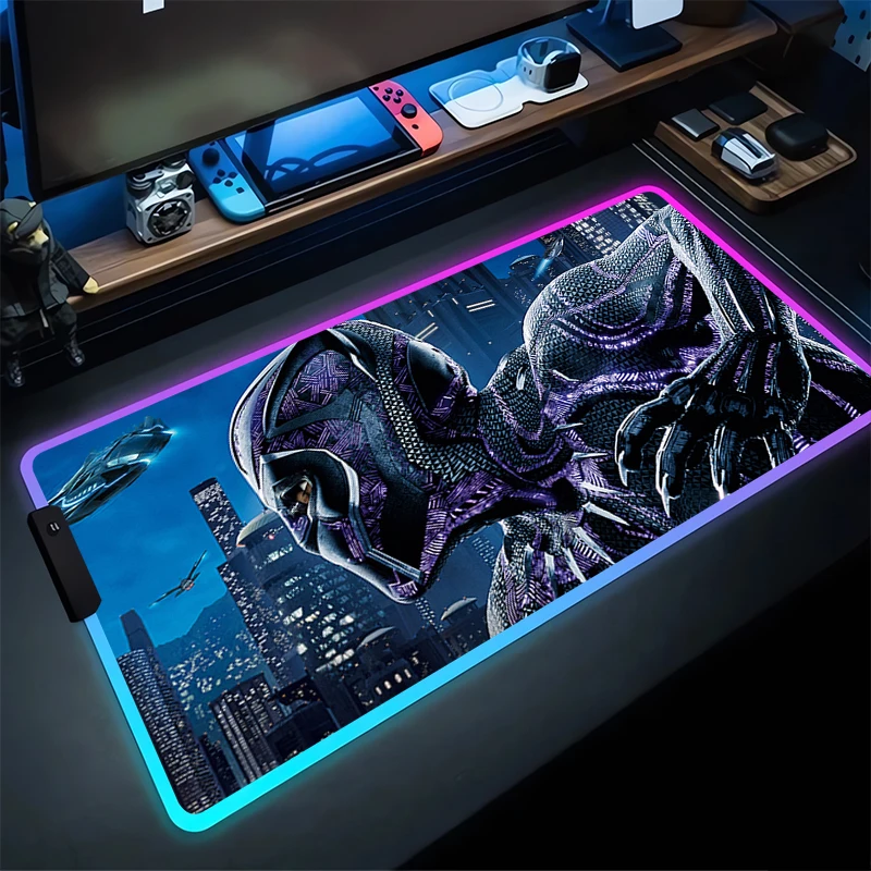 Большой игровой коврик для мыши RGB B-черный ноутбука Пантеры с подсветкой