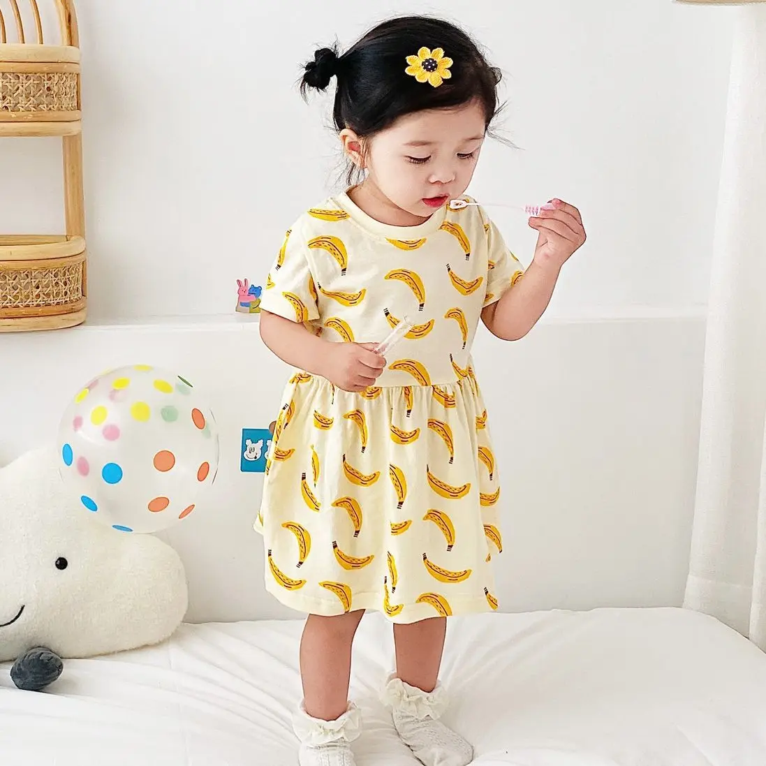 XINYU 2023 Summer Dress For Newborn Infant Clothing Short Sleeve Printing Toddler Girls Casual Dress Cotton Baby Girls Costume