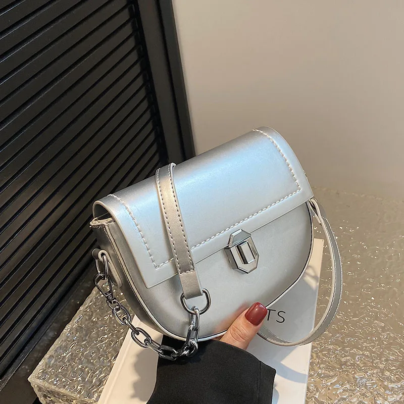 

Saddle PU Leather Crossbody Bags for Women 2023 Trend Fashion Small Shoulder Handbags and Purses Solid Female Bag