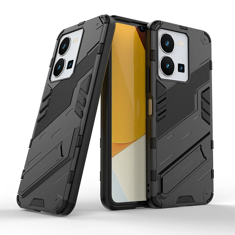 

Punk Case For VIVO Y35 Case Cover For VIVO Y35 Coque Fundas Armor Shockproof Hard PC Stand Phone Bumper For VIVO Y35