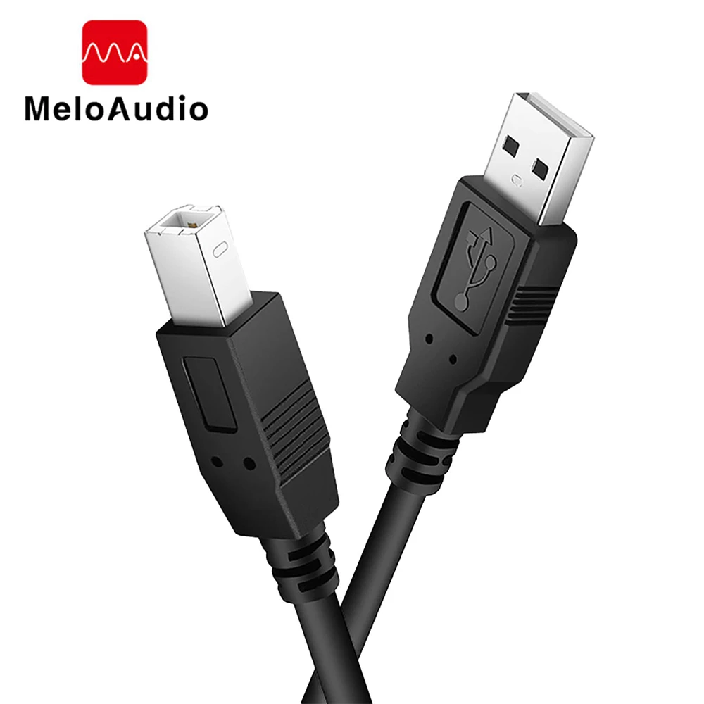 MeloAudio USB 2.0 MIDI Cable Type A to Type B High Speed Cord Printer Cable for Audio Interface Midi Keyboard Mixer Speaker Mac