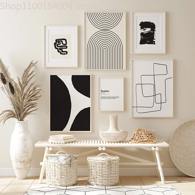 

Minimalist Abstract Black White Line Morden And Print Wall Art Canvas Nordic PosterPainting Wall Pictures For Living Room Decor
