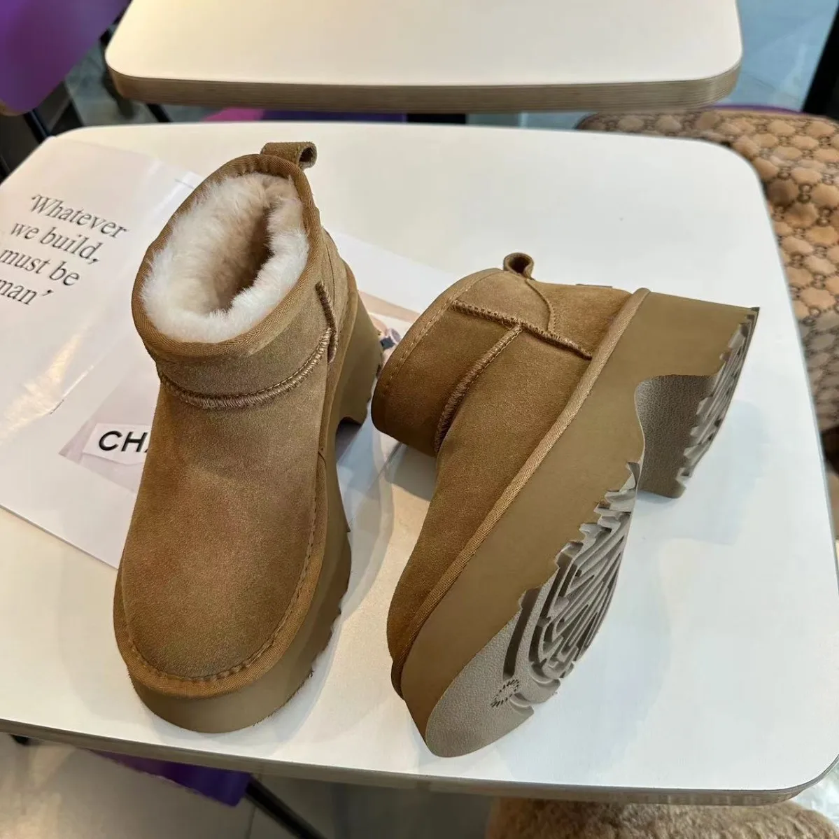 Женские зимние сапоги из коровьей кожи женские ботинки на толстой подошве теплые