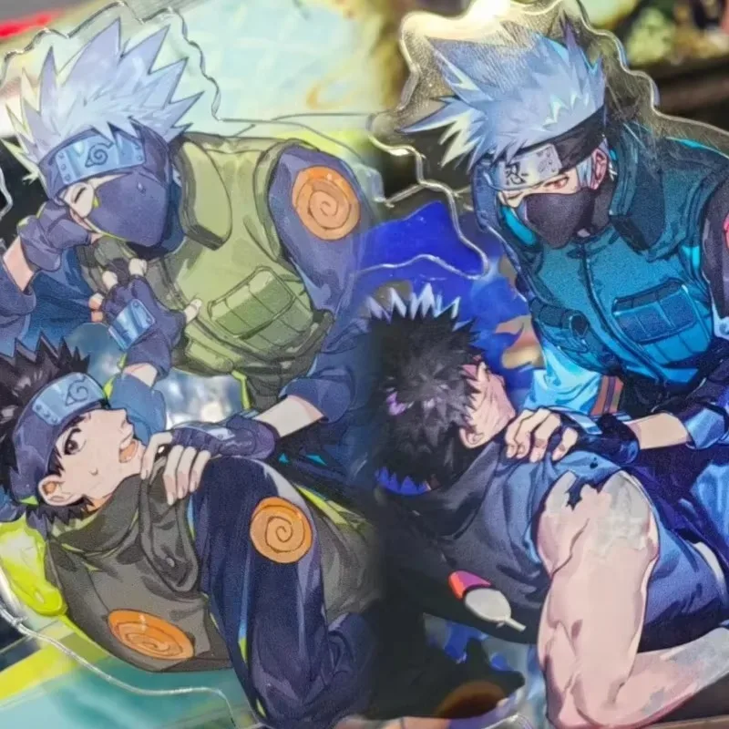 Фото Акриловая фигурка-подставка NARUTO: Учиха Обито и Хатаке Какаши, аниме-атрибутика, милые мультяшные персонажи, оригинальная двойная фигурка-стенд №2