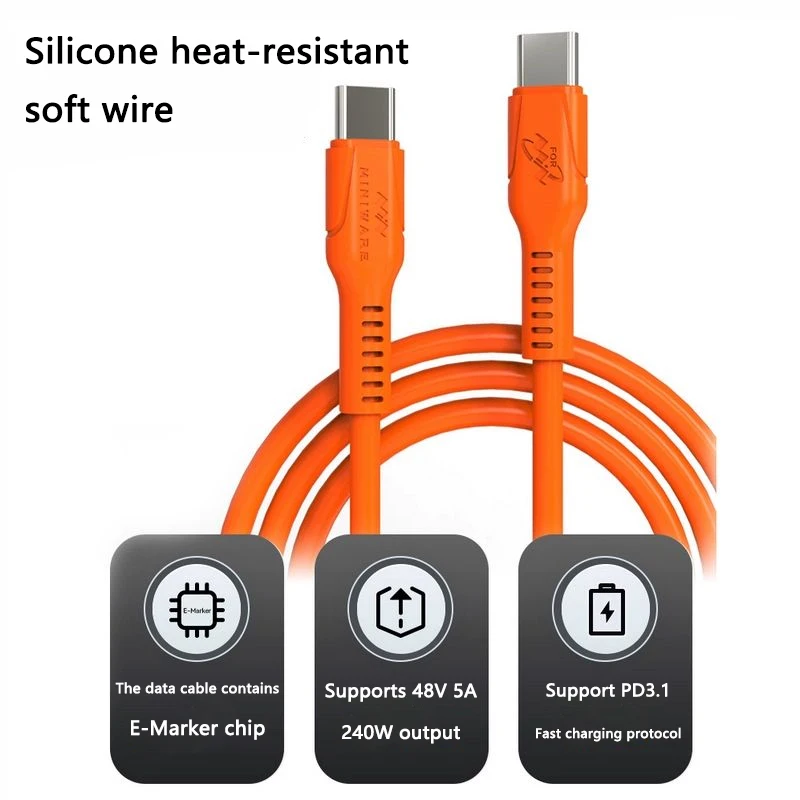 Miniware PD3.1 240 Вт USB C to Кабель 5А для быстрой зарядки TS101 MHP50 Смартфон Earset Type-C 1 м