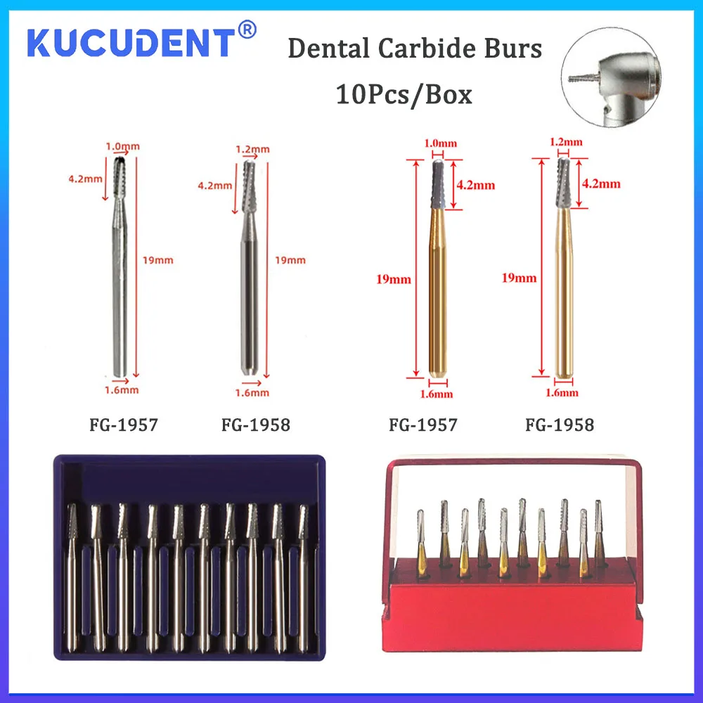 KUCUDENT 10 шт. стоматологические твердосплавные боры из карбида металла корона