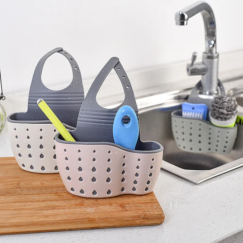 

Household Storage Drainage Basket Kitchen Sink Bracket Adjustable Soap Sponge Hanging Drainage Basket Kitchen Supplies