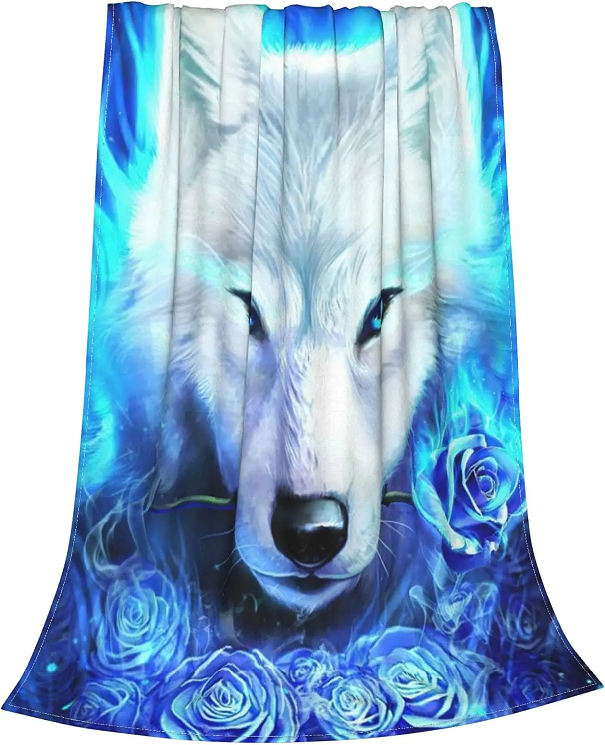 

Wolf Blanket Rose Throw Bed Blankets Cozy Lightweight Soft Bedding for Sofa and Bed Office Travel 80x60 inches White Ice Wolf