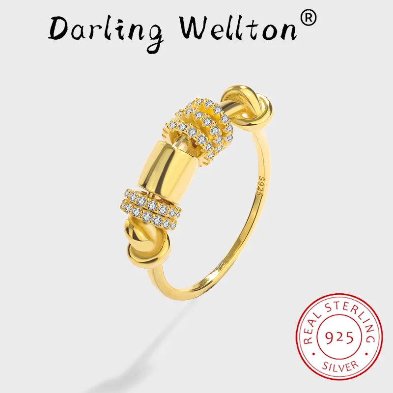 

Creative 18K Gold Round Geometric Full Fiamond Couple Ring For Women Original Genuine Sterling Silver Valentine Day Gift Jewelry