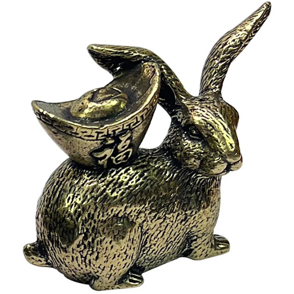 

Rabbit Statue Chinese Zodiac Shui Feng Figurine Animal Ingot Year Bunny Sculpture Brass Toy Ornament Figurines Dashboard New