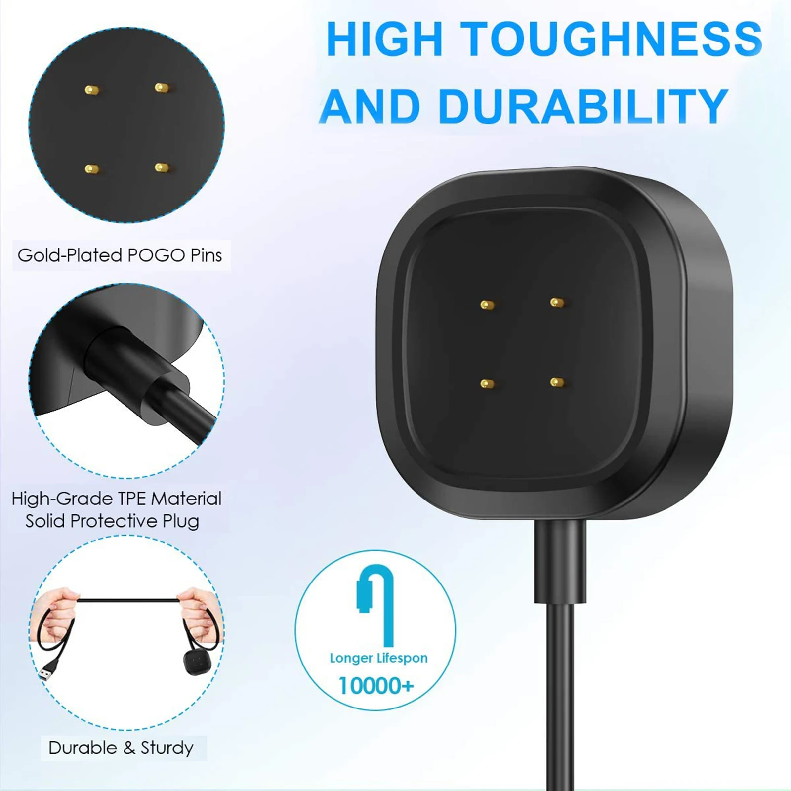 

Charger For Fitbit Sense For Versa 3 USB Quick Charging Magnetic Dock Cable Smart Watch Charger Stand Accessories