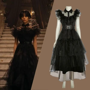 Imported Wednesday TV Series Cosplay Festival Costume New Addams Family Party Dance Black Dresses Party Lolit