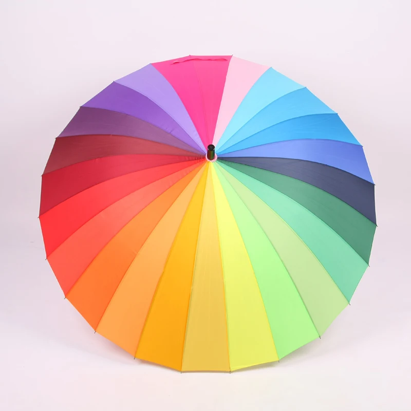 

2020 Fashionable 24K Rainbow Big Umbrella Windproof Men's Leather Long Samurai Umbrella Women's Umbrella
