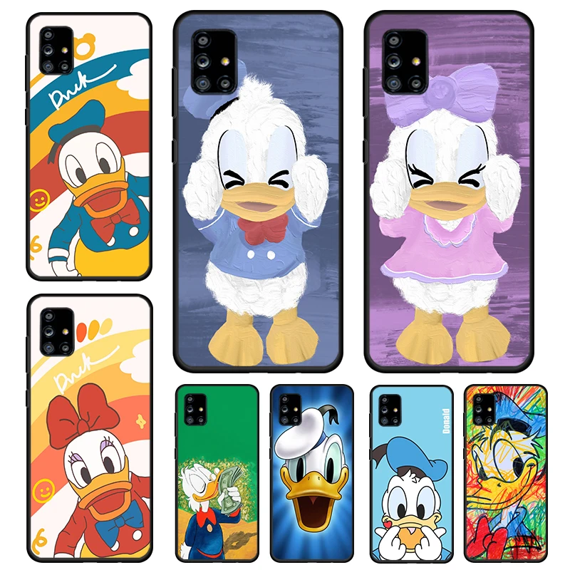 

Cute Donald Duck Boy Black Phone Case For Samsung Galaxy A52S A72 A71 A52 A51 A12 A32 A21S 5G Soft Silicone Fundas Cover Coque