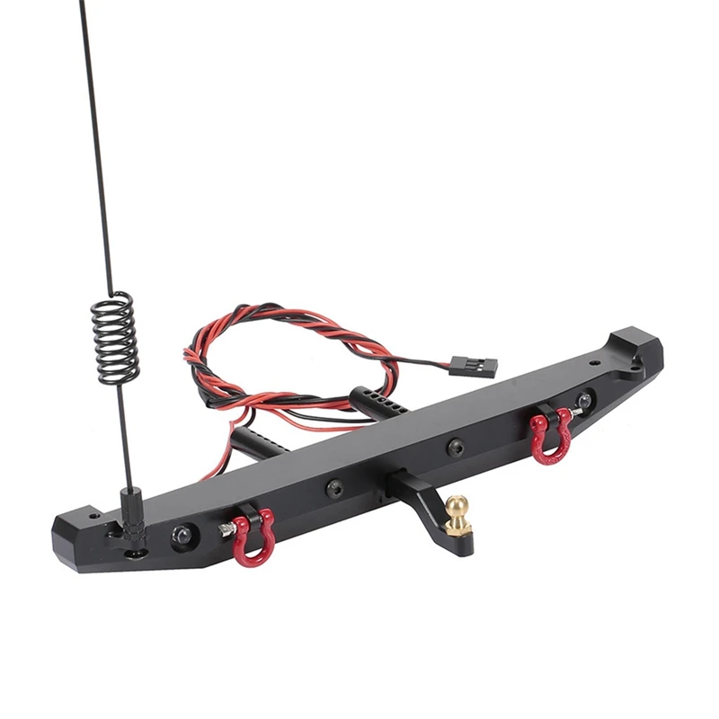 

3X Metal Rear Bumper With LED Light Antenna Tail Hook For 1:10 RC Crawler Car TRAXXAS TRX4 Axial SCX10 90046