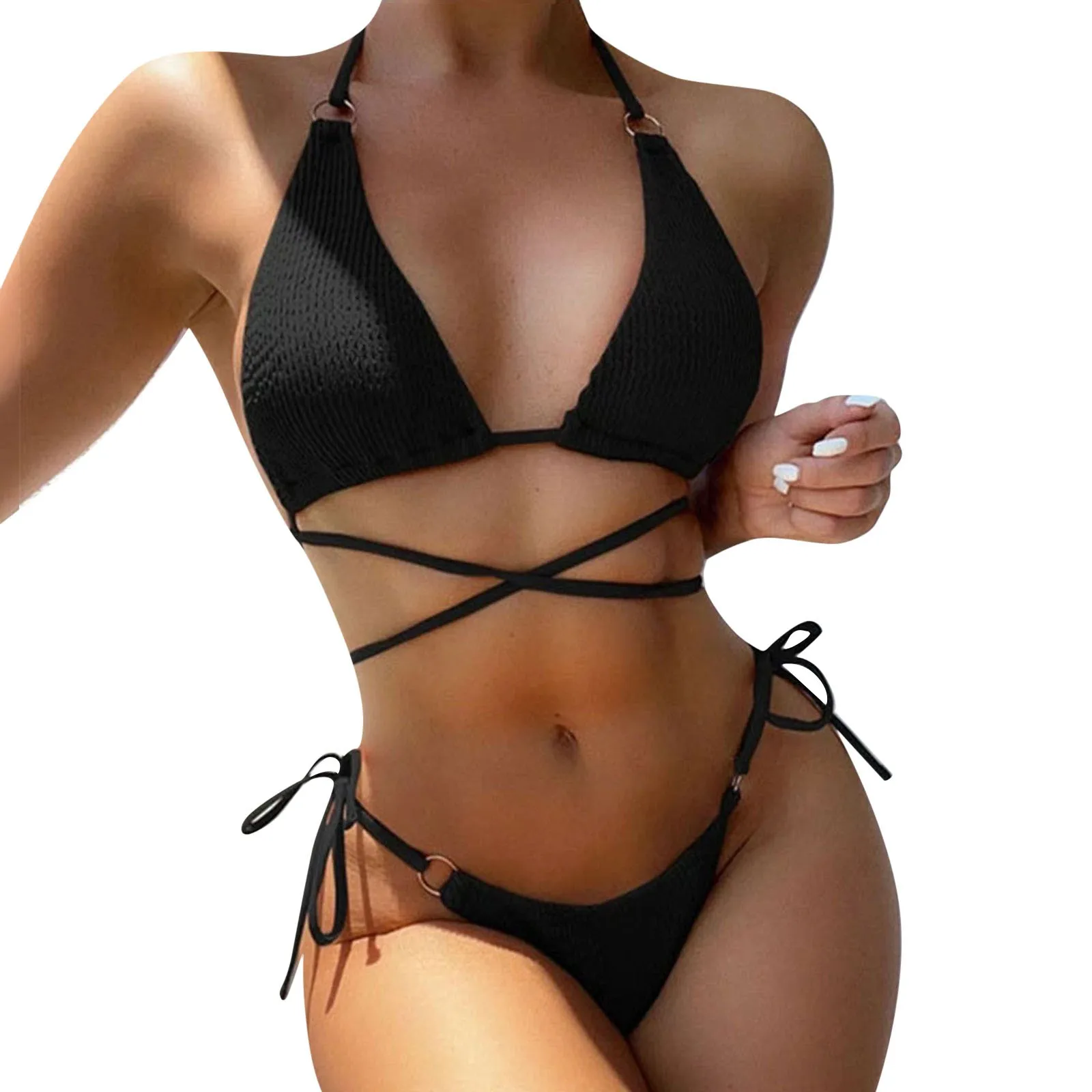 

Tie Front Bikini Top Short Sleeve Women Crisscross Slimming High Waist Bikini Sexy Mesh 2 Piece Womens Swim Top Large Bust