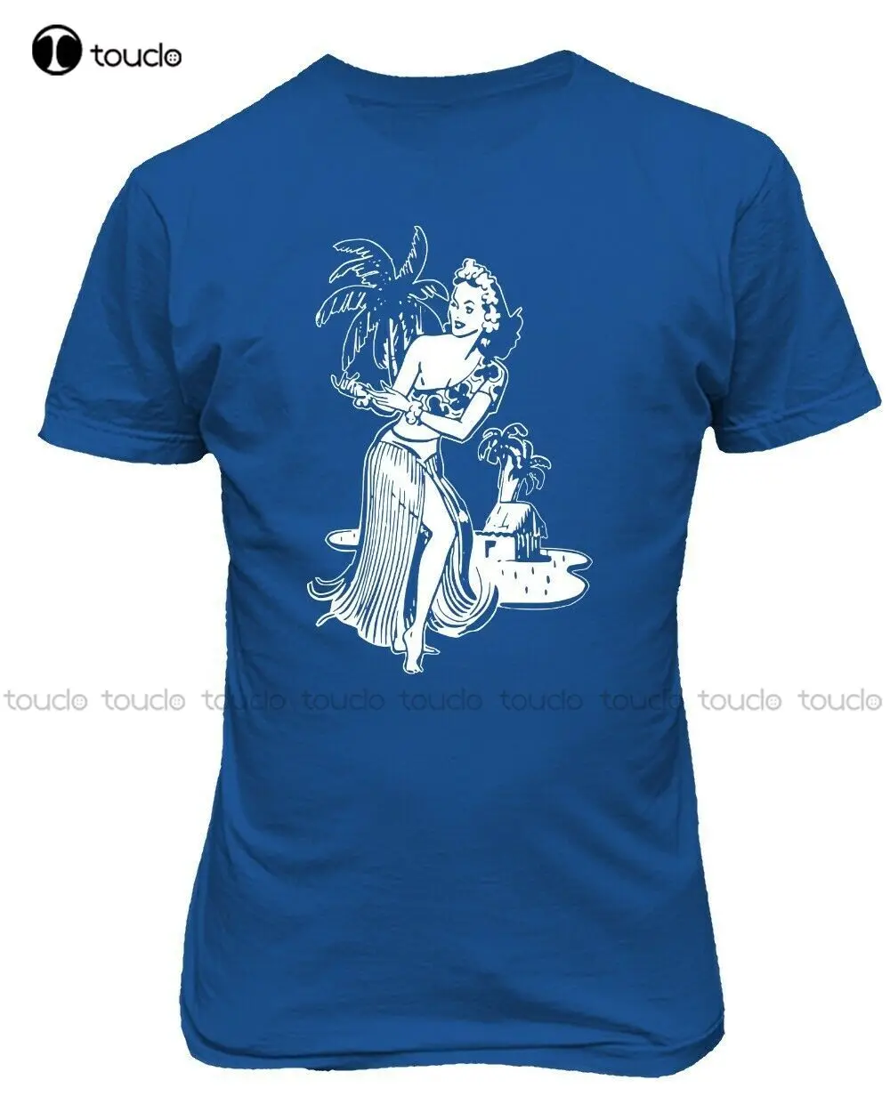 

Hula Girl Гавайская винтажная Ретро Темно-синяя футболка для серфинга парусника Тики Бар Мужская футболка с коротким рукавом модная летняя фут...