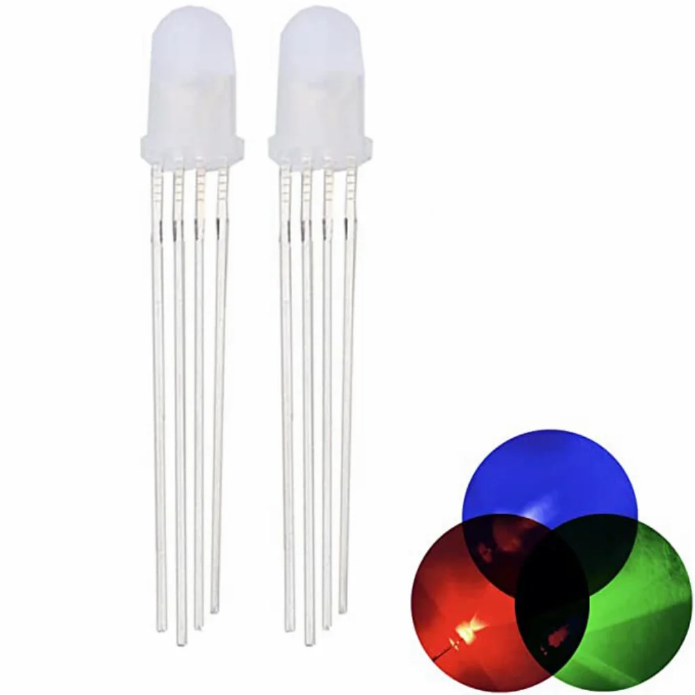 

100pcs 5mm Diffused RGB LED Emitting Diode Micro Indicator Red Green Blue RGB Multicolor Common Anode Cathode PCB Circuit Bulb