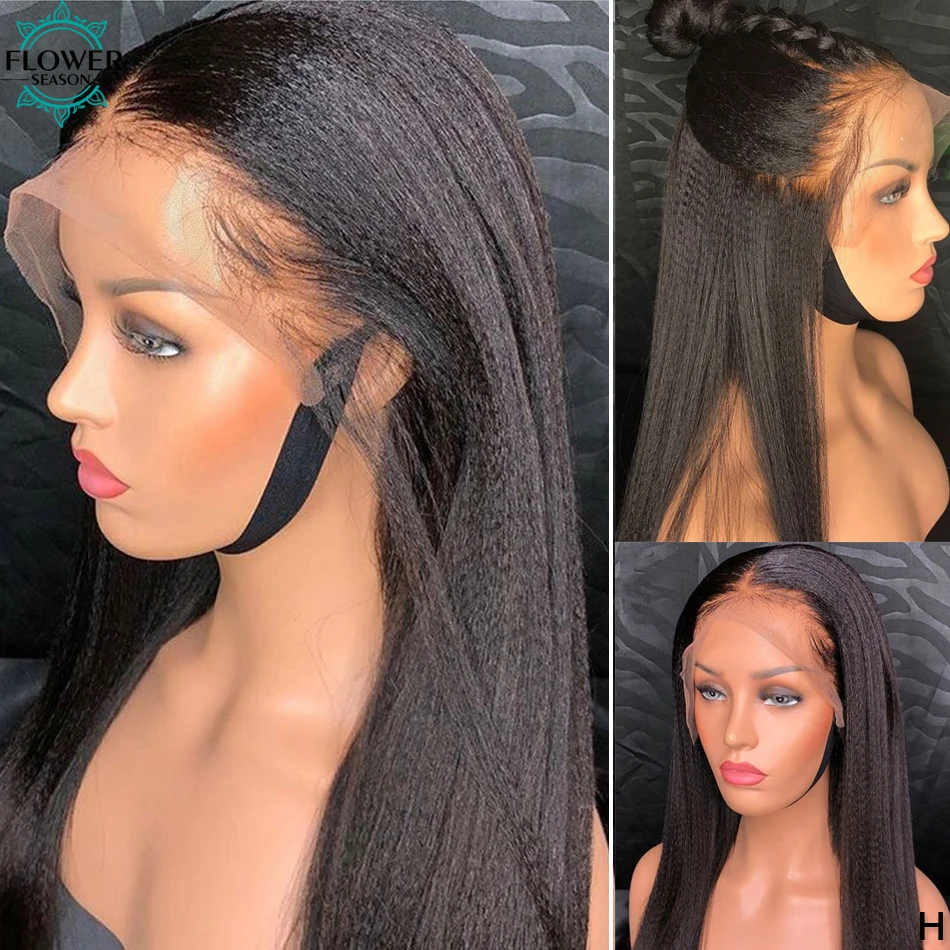 

24 inch 150 density 13X6X3 Lace Front Wig Yaki Straight