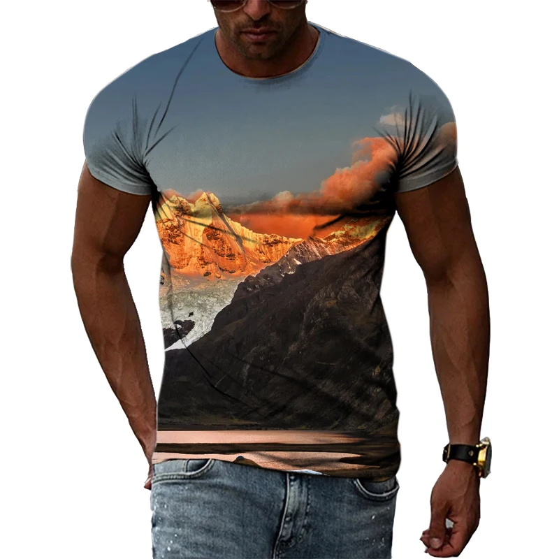 

Summer Fashion 3D Landscape Men T-shirts New Nature Creative Printed Street Style Tees Tops Hip Hop HaraJuku O-Neck Short Sleeve