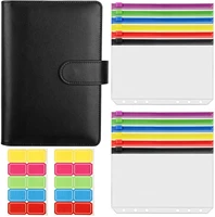 a6 pu leather notebook binder budget planner organizer 6 ring binder cover 12pcs colorful binder pockets